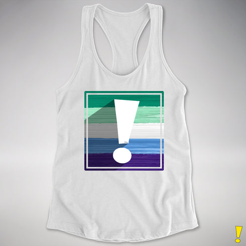 Gay Male Pride Flag Exclamation Point Racerback Tank