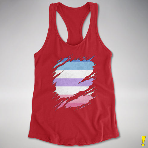 Bigender Pride Flag Ripped Reveal Racerback Tank
