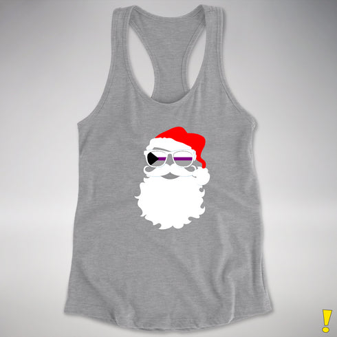 Santa’s Demisexual Pride Flag Shades Racerback Tank - Grey Heather