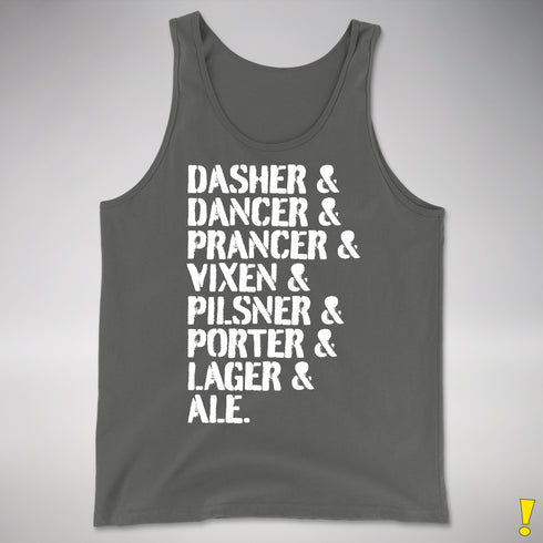 Santa's Reindeer Beer List Tank Top - Smoke Grey