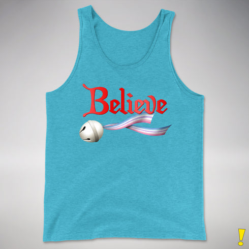 Believe Bigender Pride Flag Jingle Bell Premium Tank Top - Aqua Triblend