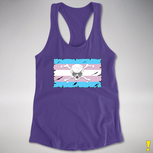 Transgender Pride Pirate Flag Racerback Tank - Purple