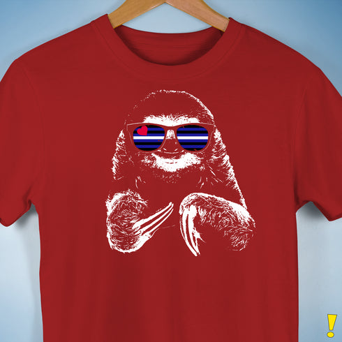 Pride Sloth Leather Flag Sunglasses Premium Unisex T-Shirt