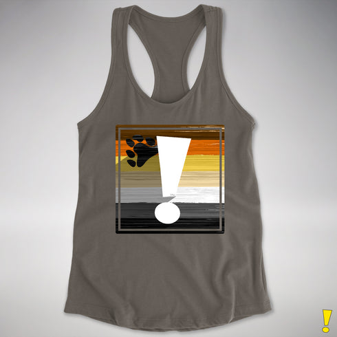 Bear Pride Flag Exclamation Point Racerback Tank - Dark Grey