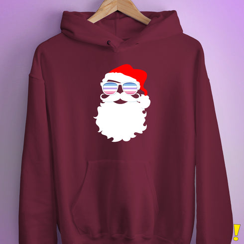 santa cutout bigenderSanta’s Bigender Pride Flag Shades Hoodie - Maroon