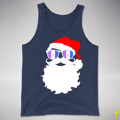 Santa’s Drag Pride Flag Shades Premium Tank Top - Navy Heather