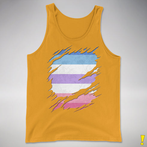 Bigender Pride Flag Ripped Reveal Premium Tank Top