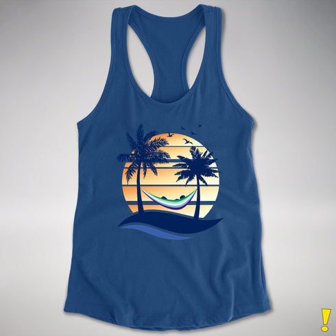 Gay Male Pride Hammock Summer Beach Sunset Racerback Tank