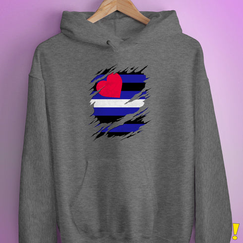 Leather Pride Flag Ripped Reveal Hoodie