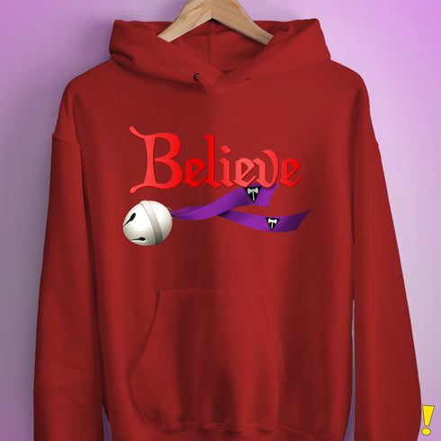 Believe Lesbian Labrys Pride Flag Jingle Bell Hoodie - Red