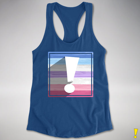 Bigender Pride Flag Exclamation Point Racerback Tank - Royal