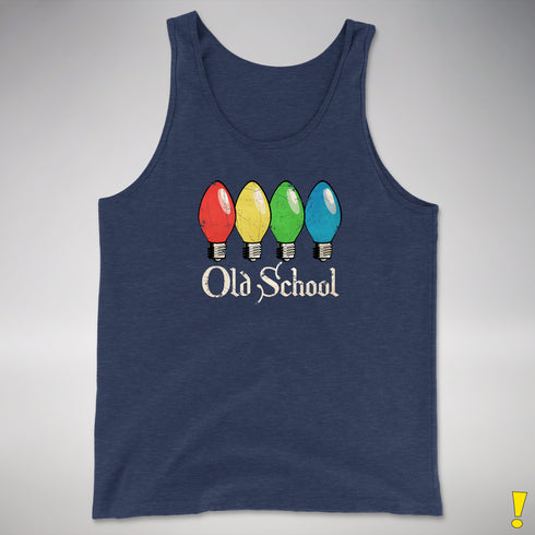 Old School Vintage Christmas Lights Tank Top - Navy Heather