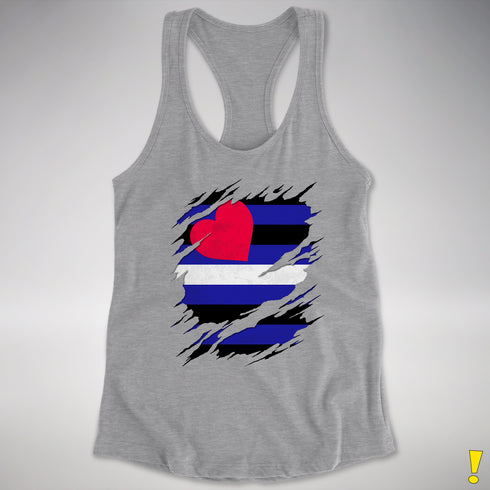 Leather Pride Flag Ripped Reveal Racerback Tank