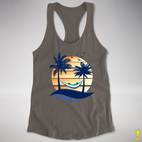 Gay Male Pride Hammock Summer Beach Sunset Racerback Tank