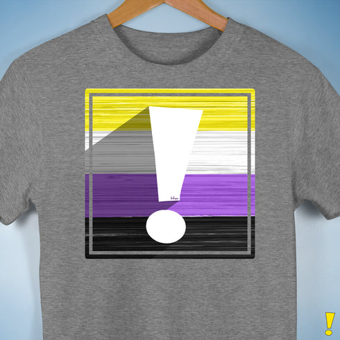 Nonbinary Pride Flag Exclamation Point Premium Unisex T-Shirt - Grey Heather