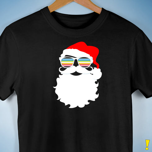 Santa’s Queer Pride Flag Shades Premium Unisex T-Shirt - Black