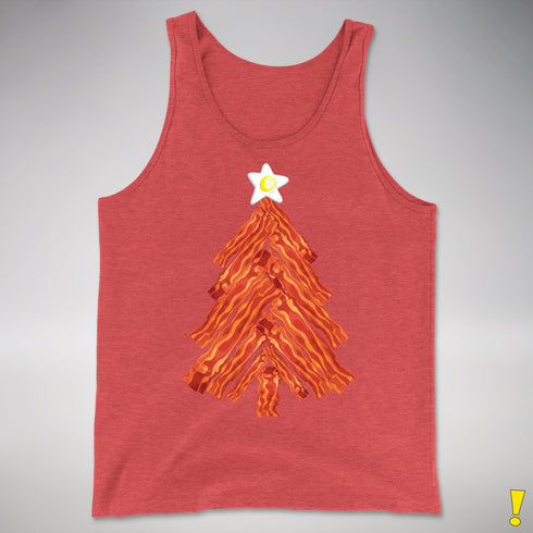 Funny Bacon and Egg Christmas Tree Tank Top - Red Triblend