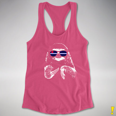Pride Sloth Leather Flag Sunglasses Racerback Tank