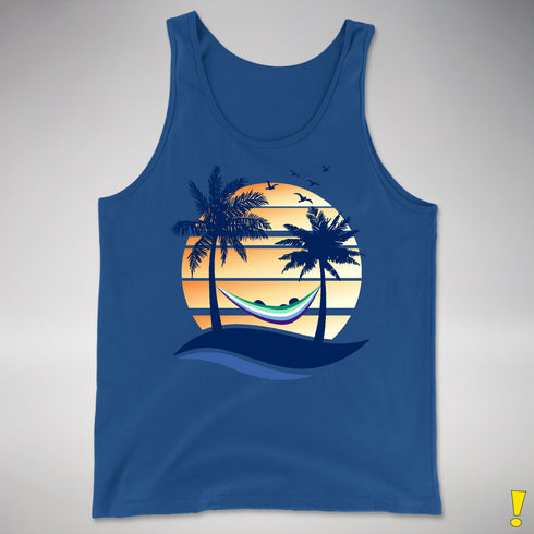 Gay Male Pride Hammock Summer Beach Sunset Premium Tank Top
