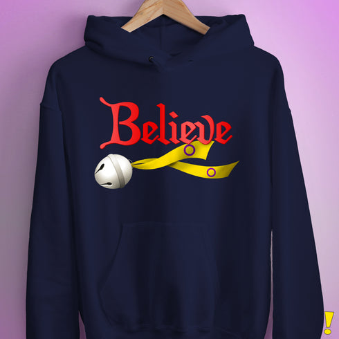 Believe Intersex Pride Flag Jingle Bell Hoodie - Navy
