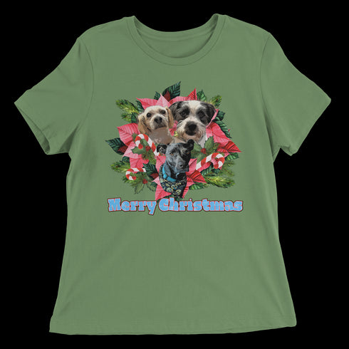 Custom Holiday Joy T-Shirt Women's Relaxed Tee - Leaf