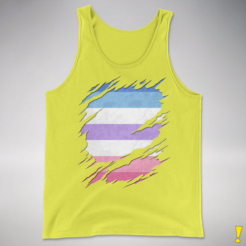 Bigender Pride Flag Ripped Reveal Premium Tank Top