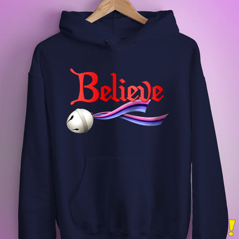 Believe Omnisexial Pride Flag Jingle Bell Hoodie - Navy