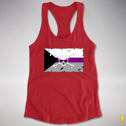 Demisexual Pride Pirate Flag Racerback Tank - Red