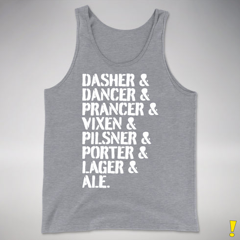 Santa's Reindeer Beer List Tank Top - Grey Heather