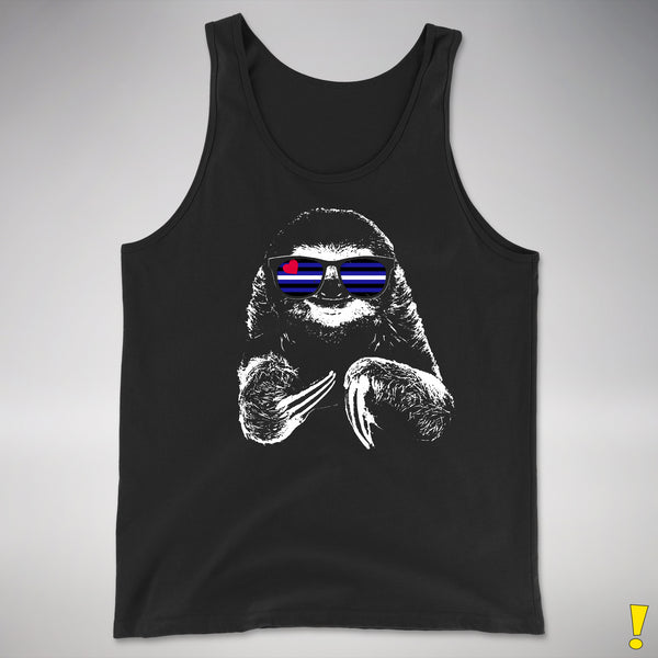 Pride Sloth Leather Flag Sunglasses Premium Tank Top
