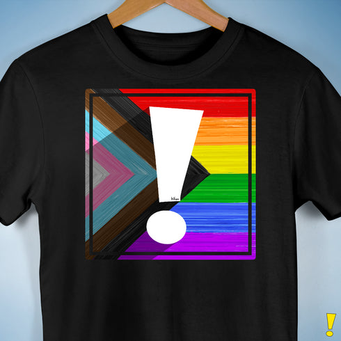 LGBTQ Progress Pride Flag Exclamation Point Premium Unisex T-Shirt - Black