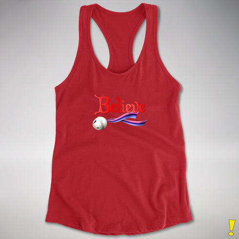 Believe Omnisexial Pride Flag Jingle Bell Racerback Tank - Red