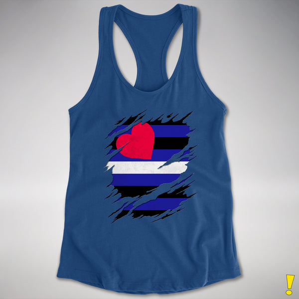 Leather Pride Flag Ripped Reveal Racerback Tank
