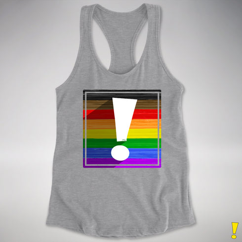 LGBTQ Philly Pride Flag Exclamation Point Racerback Tank