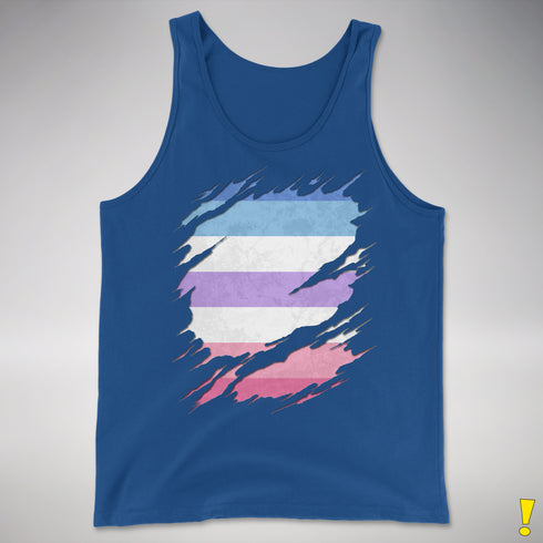 Bigender Pride Flag Ripped Reveal Premium Tank Top