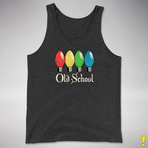 Old School Vintage Christmas Lights Tank Top - Charcoal Triblend