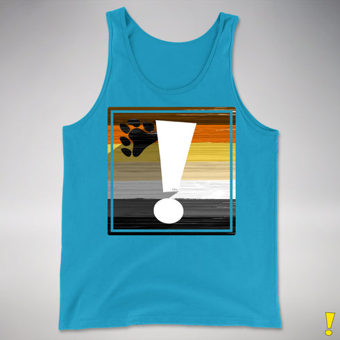 Bear Pride Flag Exclamation Point Premium Tank Top - Neon Blue