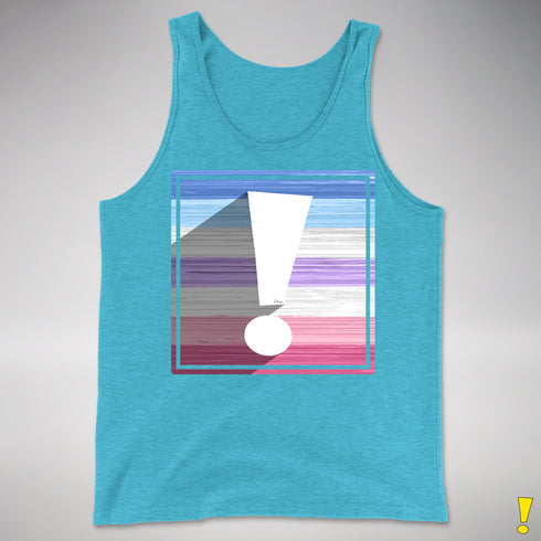 Bigender Pride Flag Exclamation Point Premium Tank Top - Aqua Triblend
