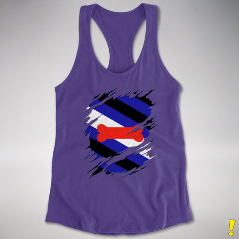 Puppy Pride Flag Ripped Reveal Racerback Tank