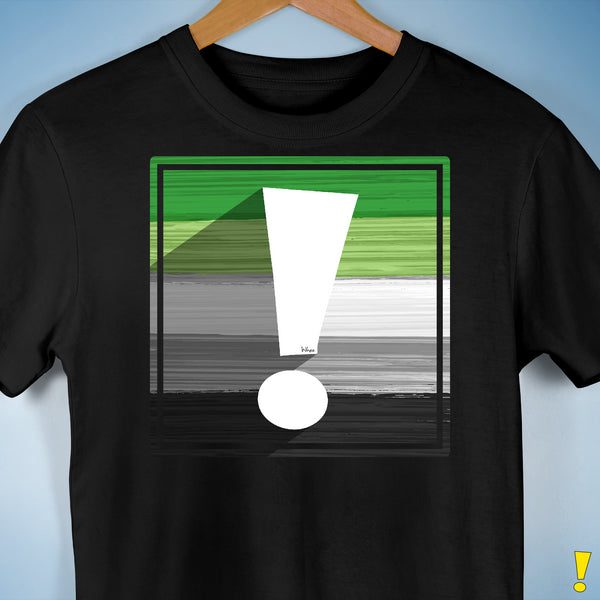 Aromantic Pride Flag Exclamation Point Premium Unisex T-Shirt - Black