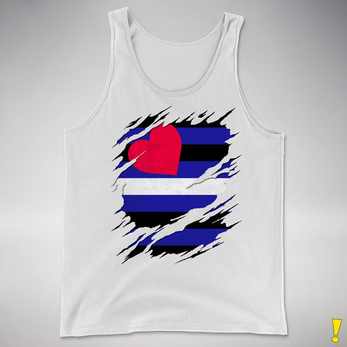 Leather Pride Flag Ripped Reveal Premium Tank Top