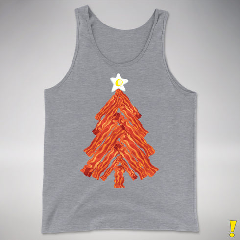 Funny Bacon and Egg Christmas Tree Tank Top - Grey Heather