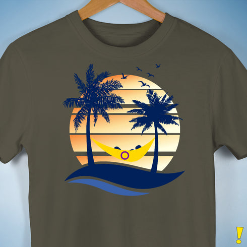 Intersex Pride Hammock Summer Beach Sunset Premium Unisex T-Shirt