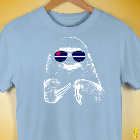 Pride Sloth Leather Flag Sunglasses Premium Unisex T-Shirt