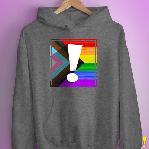 LGBTQ Progress Pride Flag Exclamation Point Hoodie