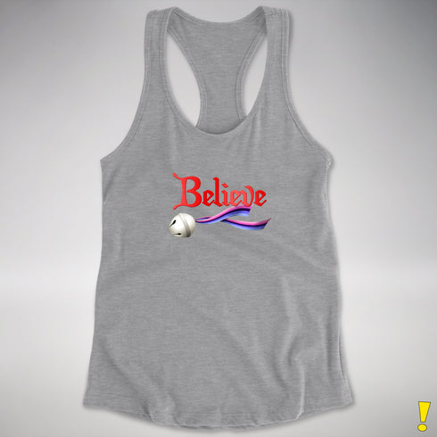 Believe Omnisexial Pride Flag Jingle Bell Racerback Tank - Heather Grey