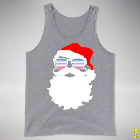Santa’s Bigender Pride Flag Shades Premium Tank Top - Grey Heather
