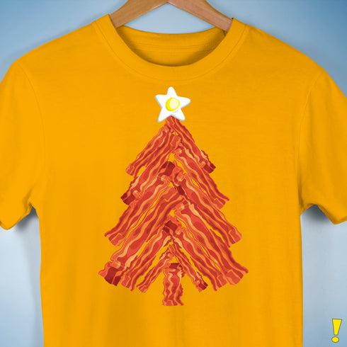 Funny Bacon and Egg Christmas Tree Unisex T-Shirt - Gold