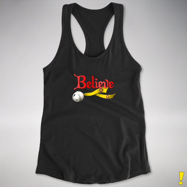 Believe Intersex Pride Flag Jingle Bell Racerback Tank - Black
