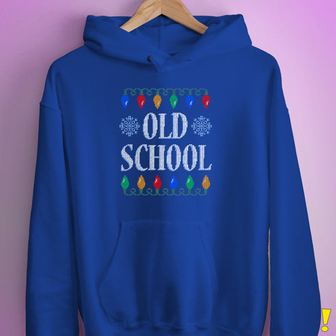 Old School Ugly Christmas Sweater Hoodie - Royal Blue